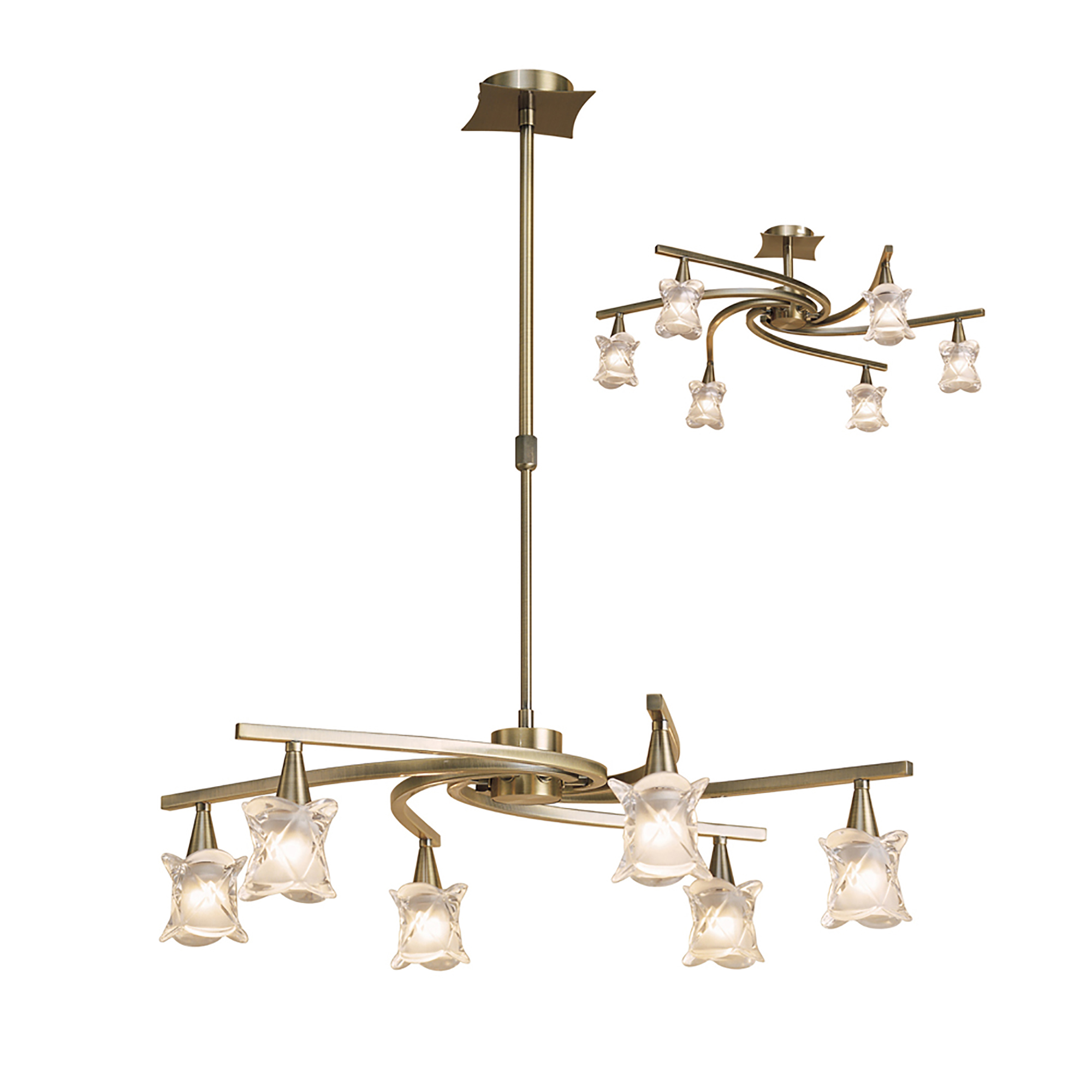 Rosa Antique Brass Ceiling Lights Mantra Multi Arm Fittings